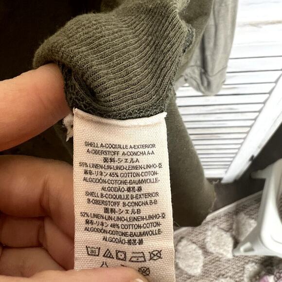 FREE PEOPLE Women's Small Star Oversized Henley Top Army Green Boho Distressed - Picture 11 of 16